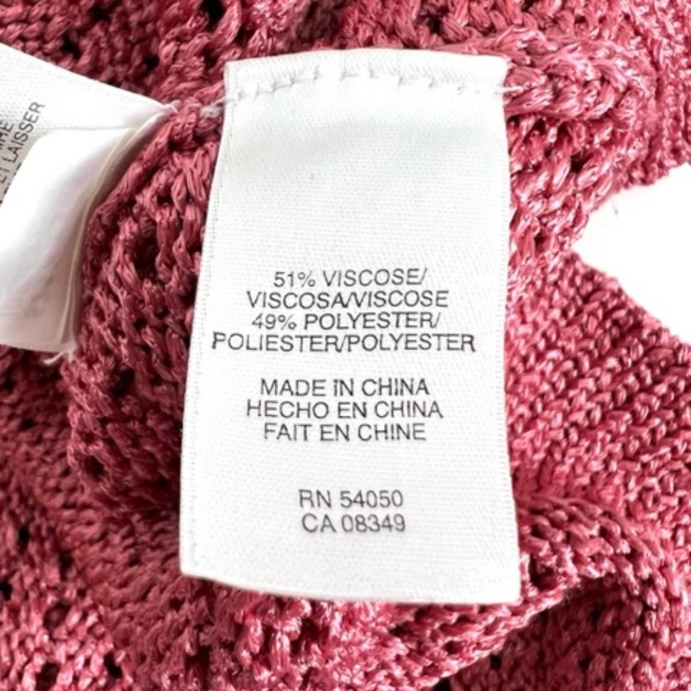 Rose-Colored Open Knit Shrug Cardigan - Picture 8 of 9